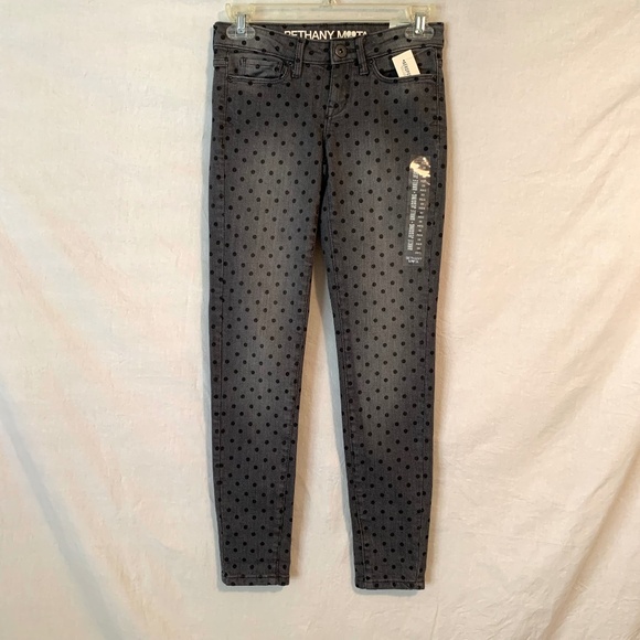 BETHANY MOTA Grey Polka Dot Skinny Ankle Jeans Jeggings Size 00R - Picture 2 of 15